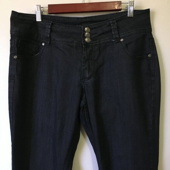 Y2K Liquid X Dark Dark Triple Button Denim Jeans - Picture 4 of 16